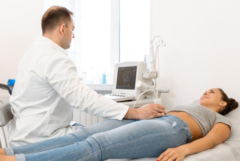 stock image showing doctor examining his patient